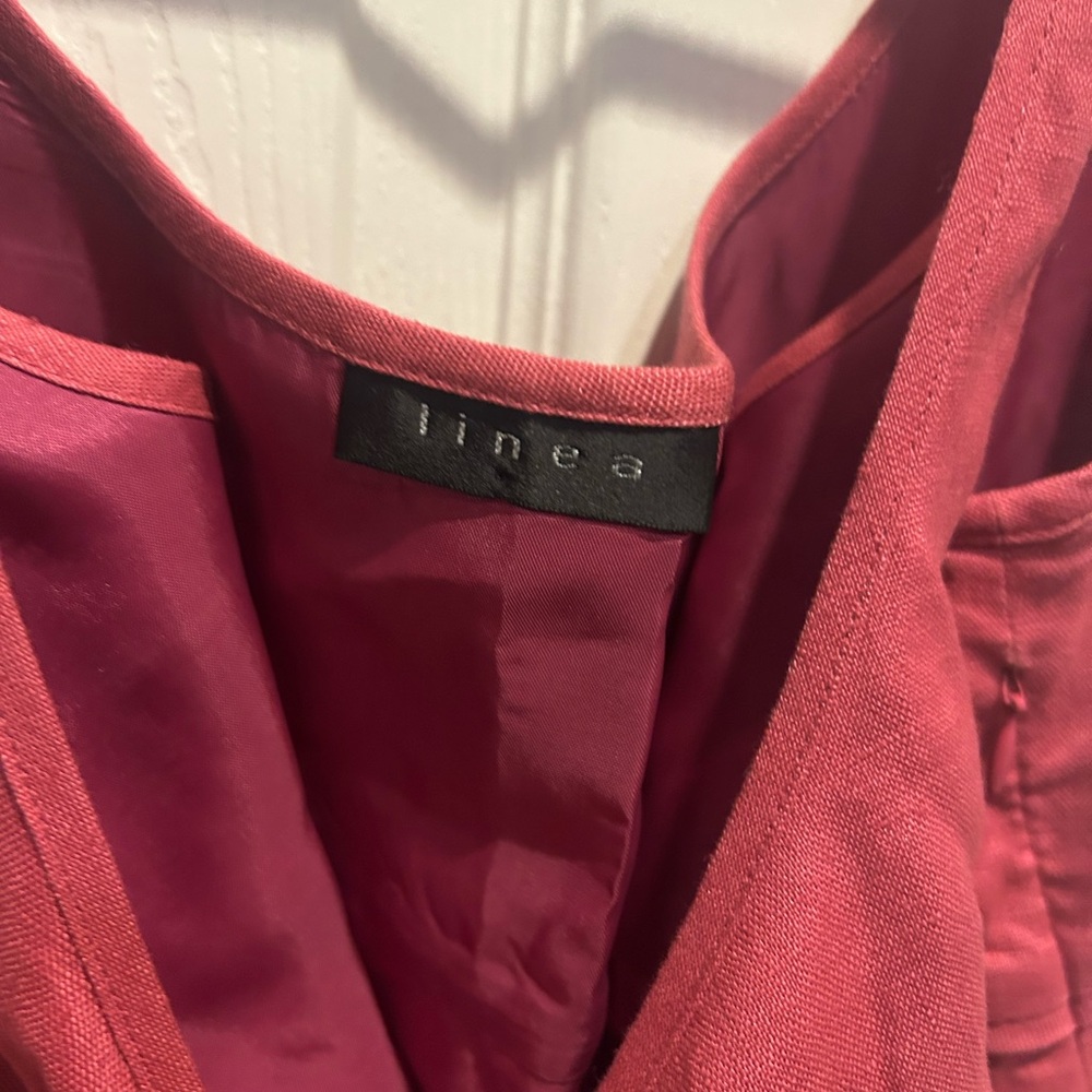 Linea Rose Pink Linen Embroidered Dress
